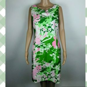 Talbots floral green pink dress size 10